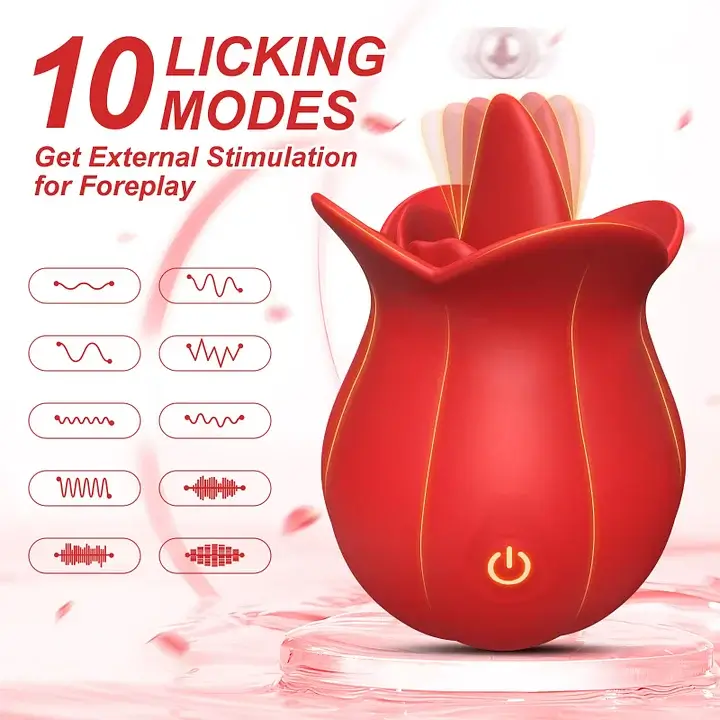 10 Speeds Rose Clitoral Stimulator With Licking Vibrator - Image 4