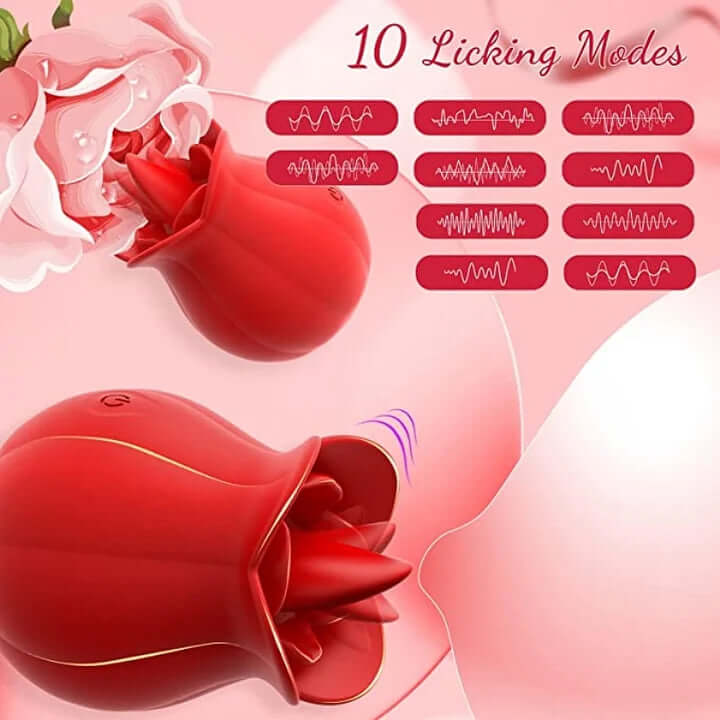 10 Speeds Rose Clitoral Stimulator With Licking Vibrator - Image 8