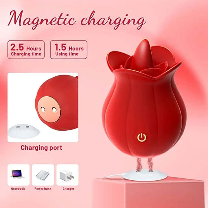 10 Speeds Rose Clitoral Stimulator With Licking Vibrator - Image 9