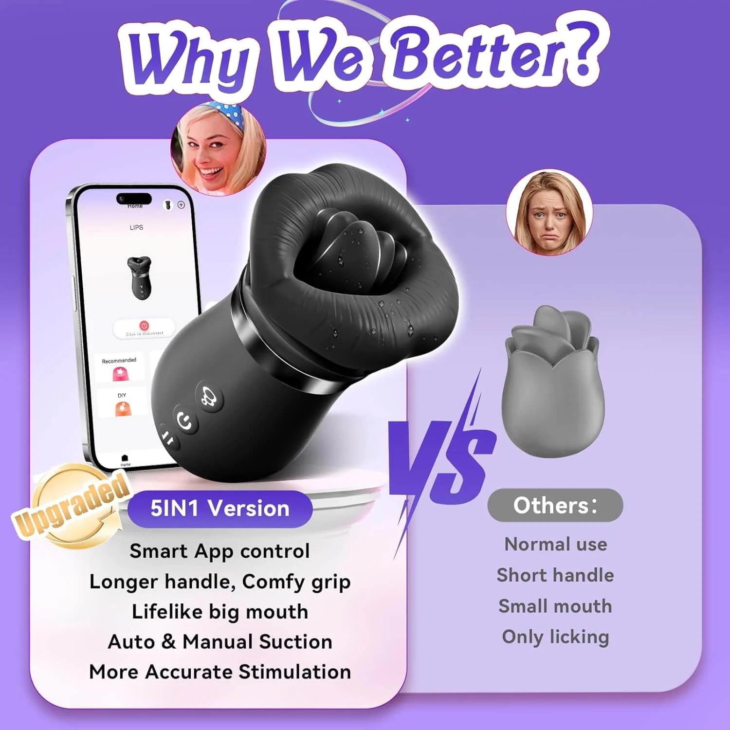 5IN1 Mouth Rose Sucking Vibrator Rose Sex Toy, 10 Tongue Licking, New APP - Image 12