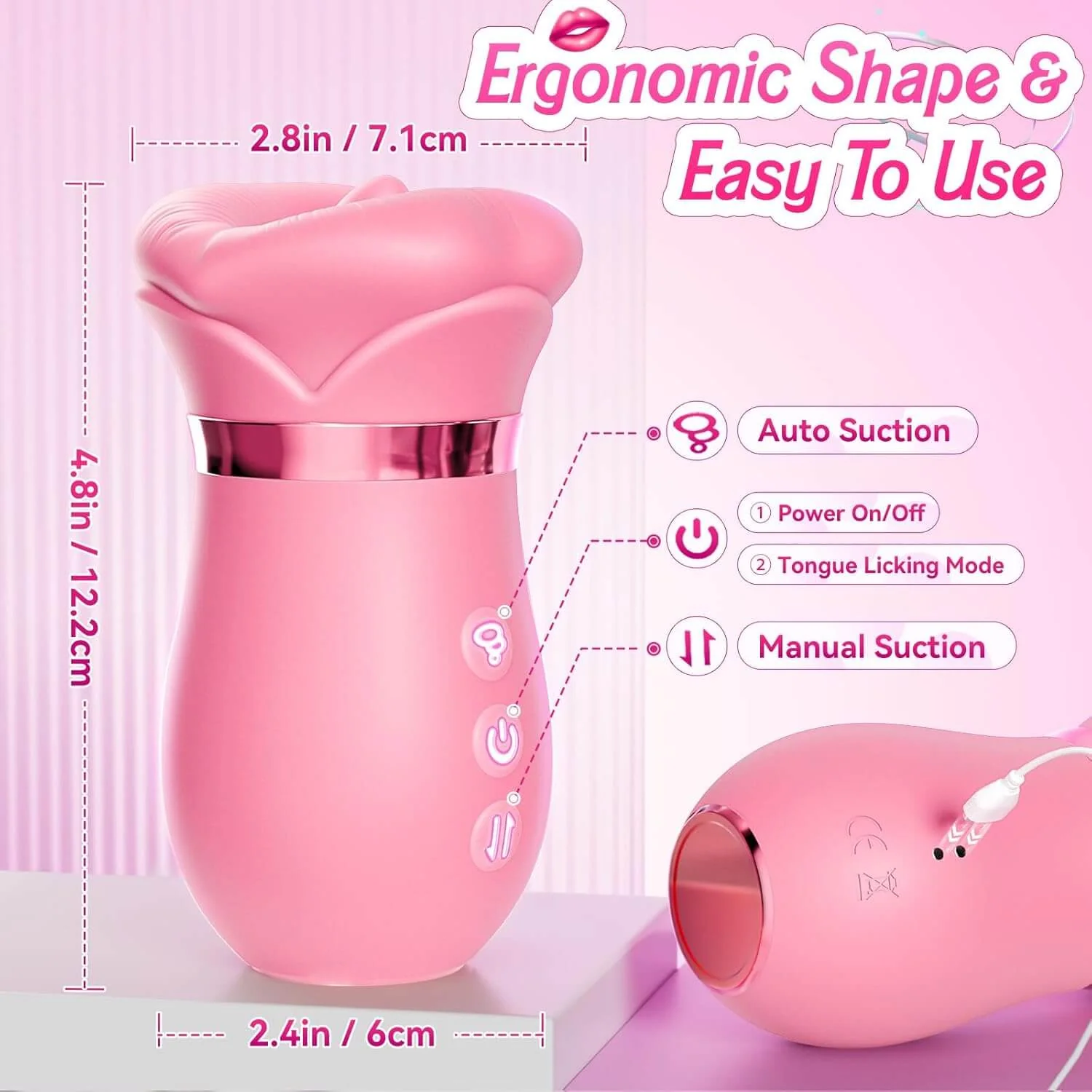 5IN1 Mouth Rose Sucking Vibrator Rose Sex Toy, 10 Tongue Licking, New APP - Image 22