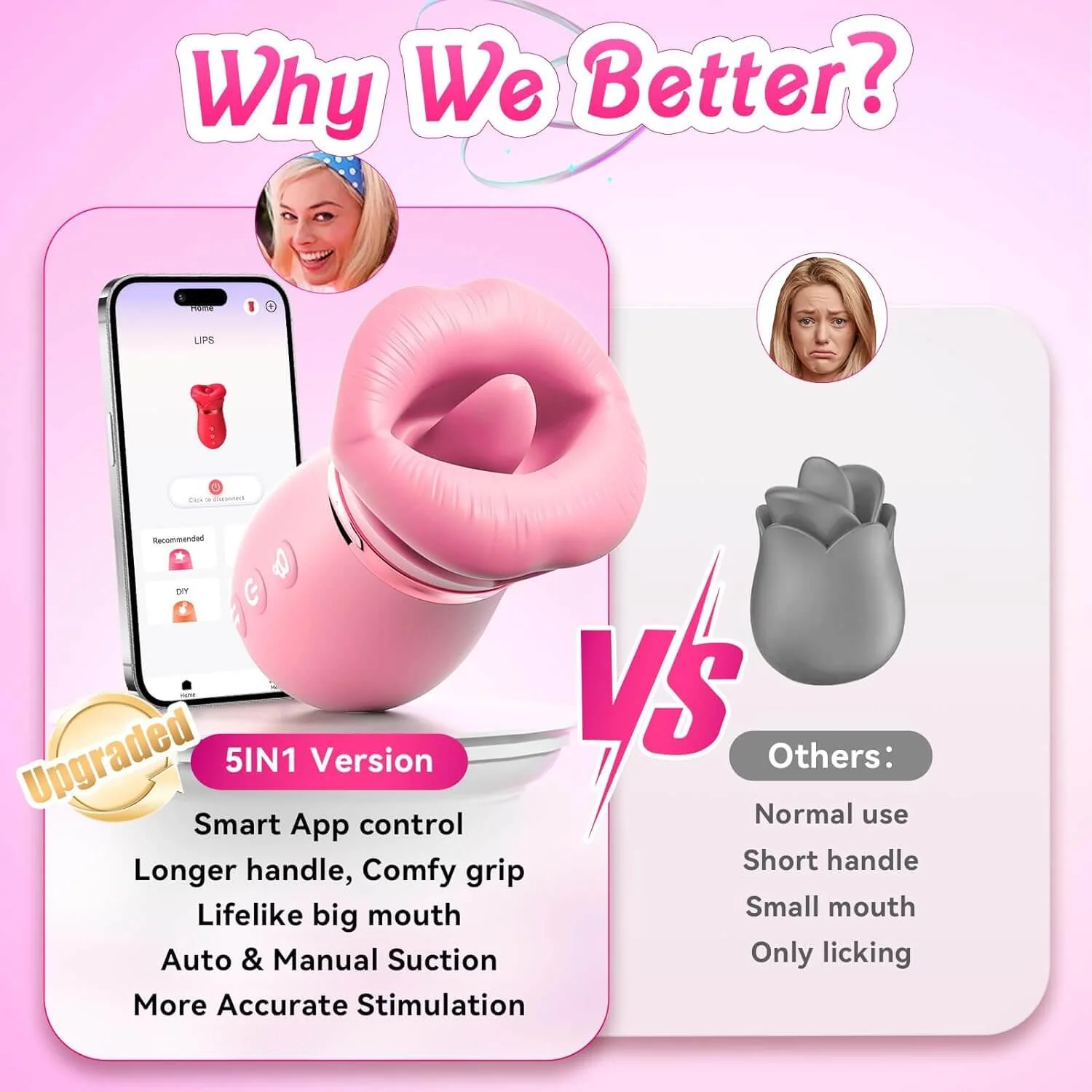 5IN1 Mouth Rose Sucking Vibrator Rose Sex Toy, 10 Tongue Licking, New APP - Image 24