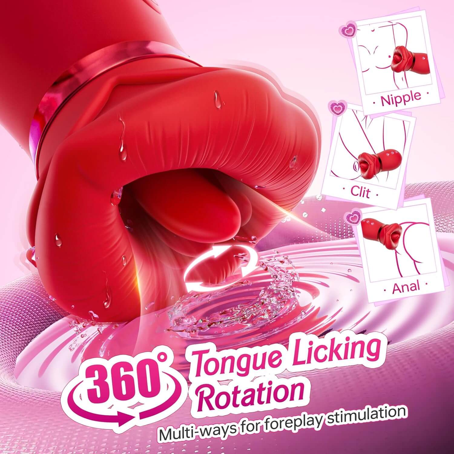 5IN1 Mouth Rose Sucking Vibrator Rose Sex Toy, 10 Tongue Licking, New APP - Image 4