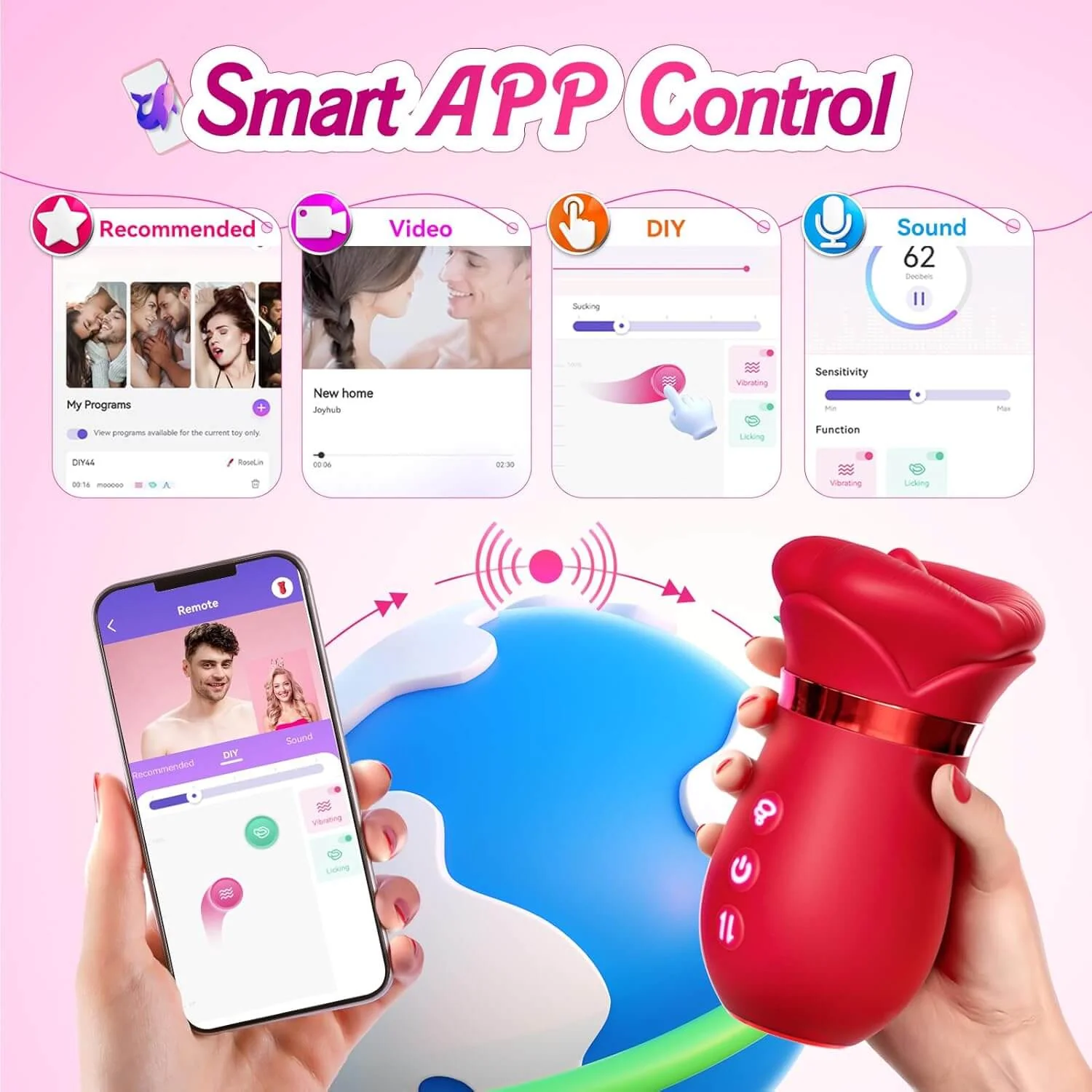 5IN1 Mouth Rose Sucking Vibrator Rose Sex Toy, 10 Tongue Licking, New APP - Image 8