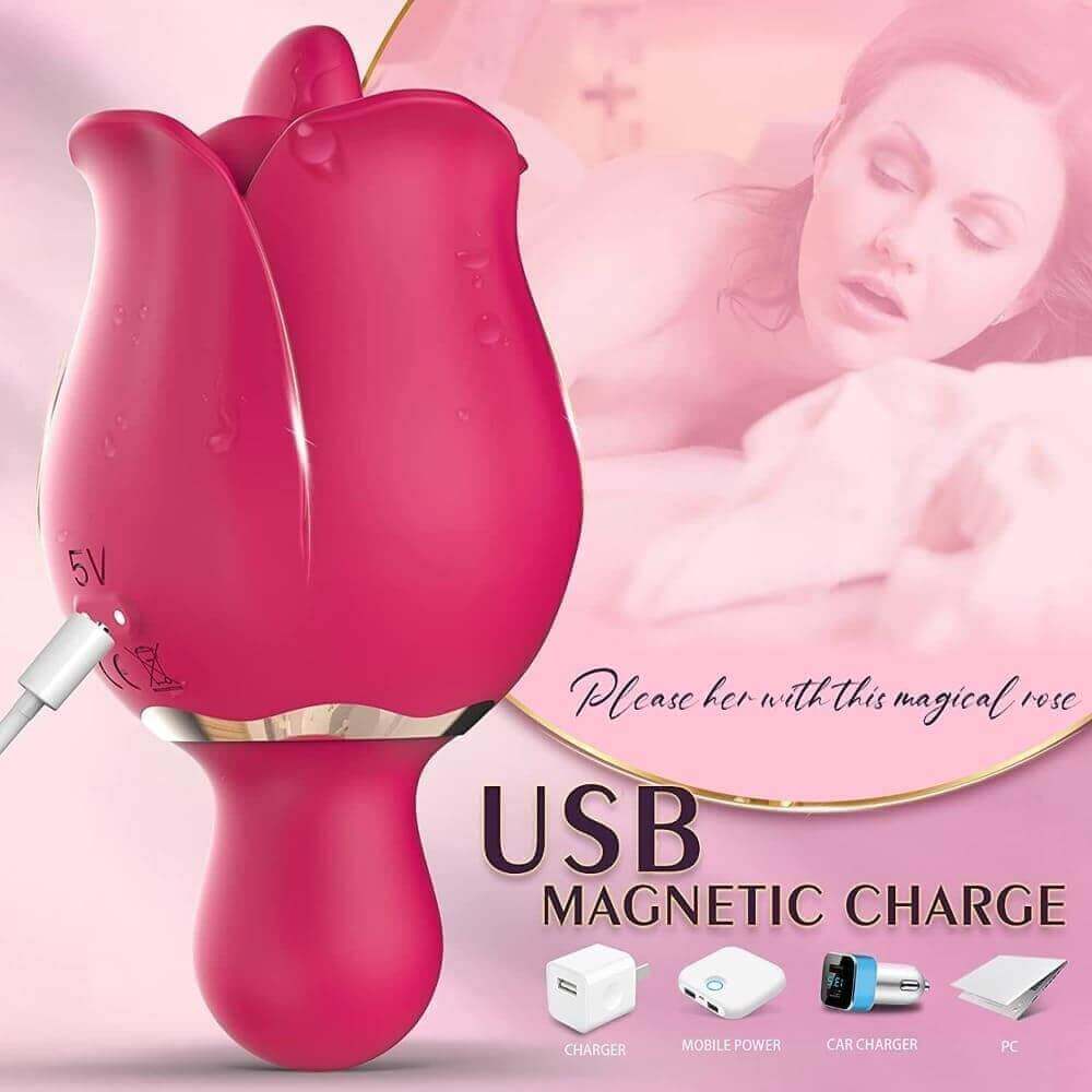 Rose Tongue Licking Toy: G Spot Mini Vibrator with Realistic Sensations" - Image 5