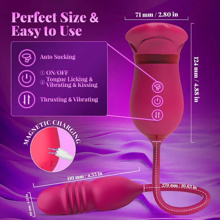 Big Mouth Rose Tongue Vibrator With Thrusting Dildo - Image 14