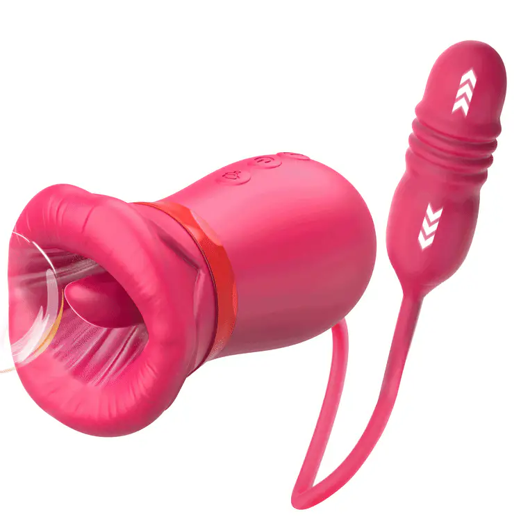 Big Mouth Rose Tongue Vibrator With Thrusting Dildo - Image 16