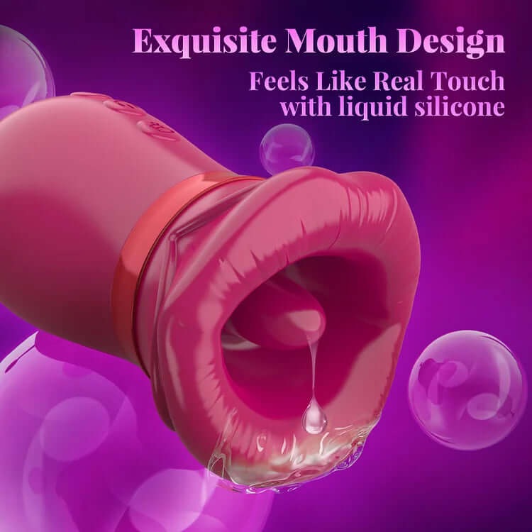 Big Mouth Rose Tongue Vibrator With Thrusting Dildo - Image 17