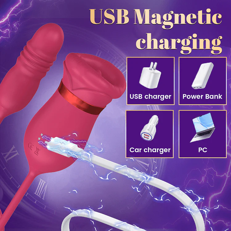 Big Mouth Rose Tongue Vibrator With Thrusting Dildo - Image 18