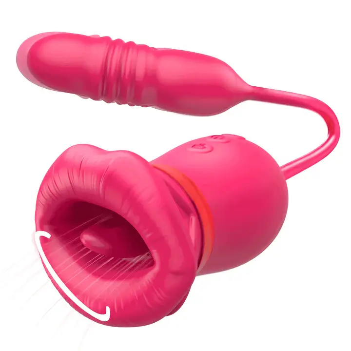 Big Mouth Rose Tongue Vibrator With Thrusting Dildo - Image 21