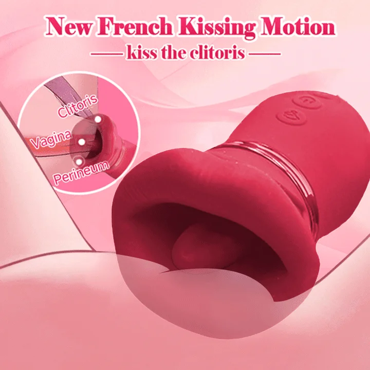 Big Mouth Rose Tongue Vibrator With Thrusting Dildo - Image 3