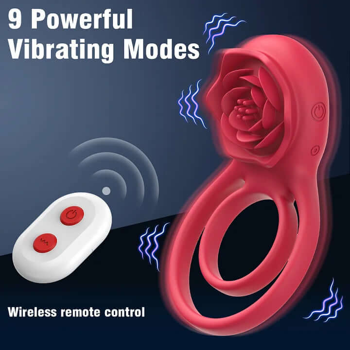 Cock Ring With Rose Clit Vibrator for Couples - Image 10