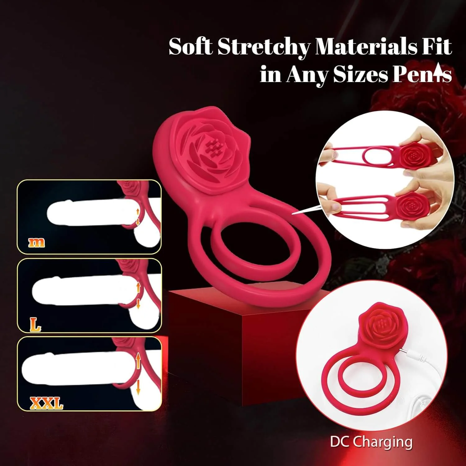 Cock Ring With Rose Clit Vibrator for Couples - Image 17