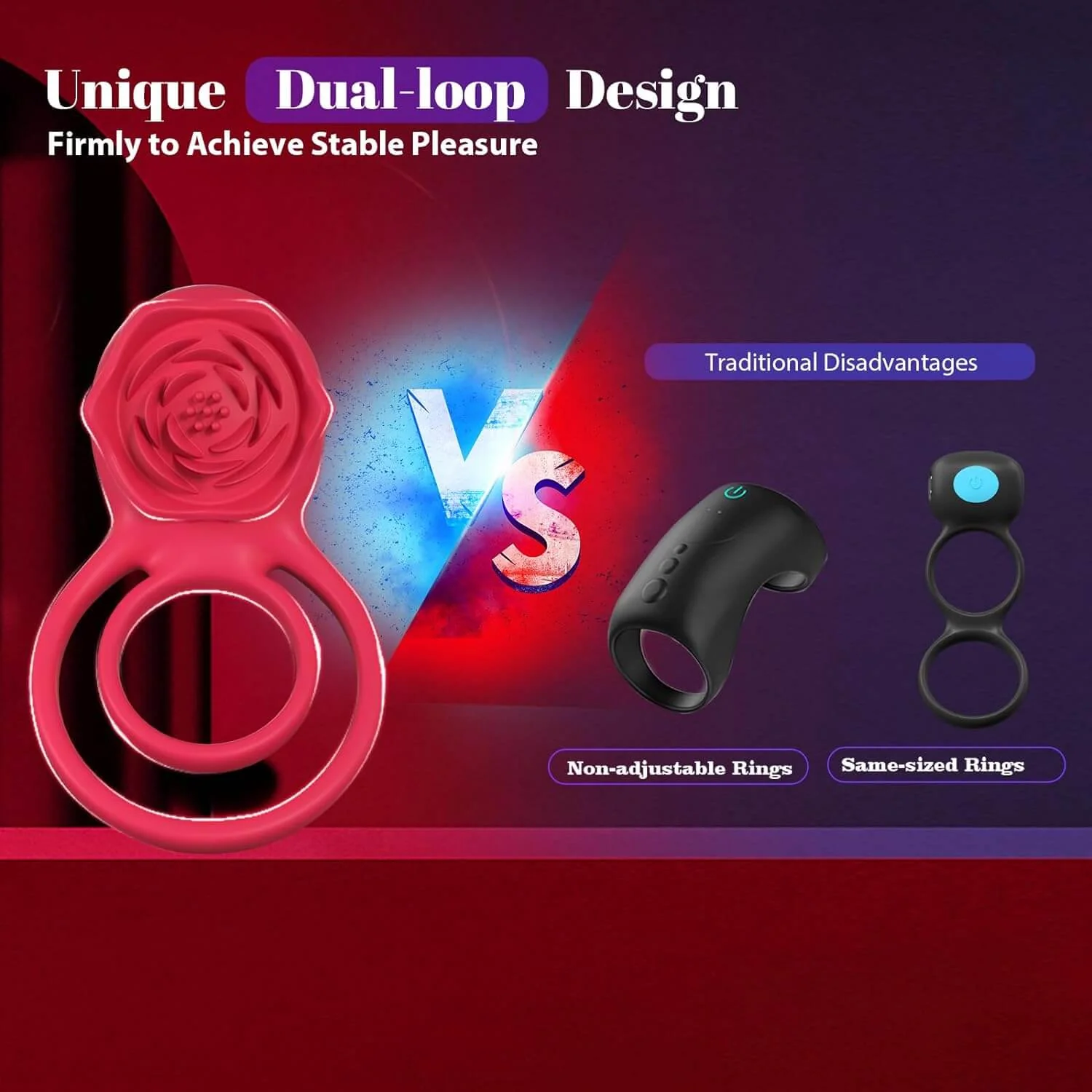 Cock Ring With Rose Clit Vibrator for Couples - Image 19