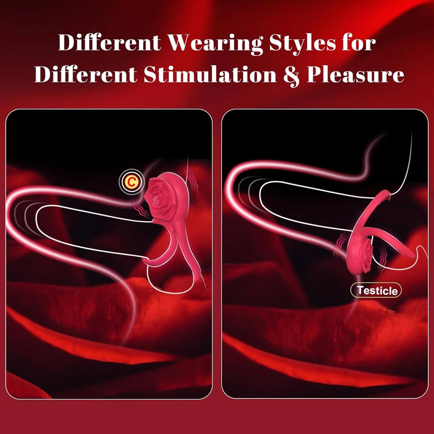 Cock Ring With Rose Clit Vibrator for Couples - Image 9