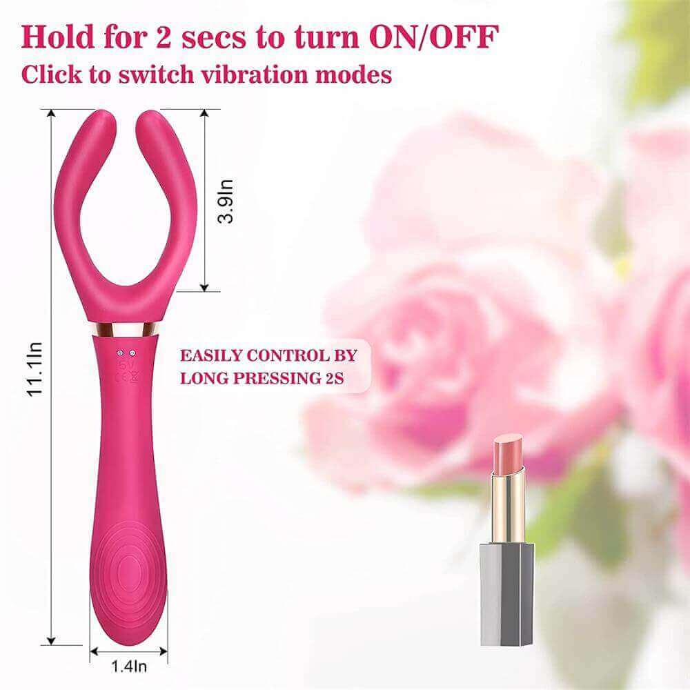 Elda - Bend Zone Rechargeable Posable Wine Red Couple’s Vibrator - Image 3