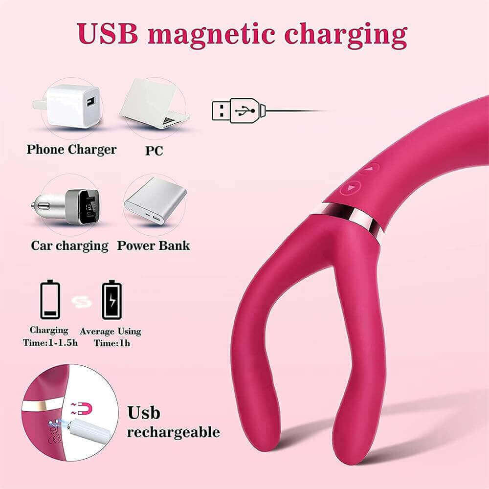 Elda - Bend Zone Rechargeable Posable Wine Red Couple’s Vibrator - Image 5