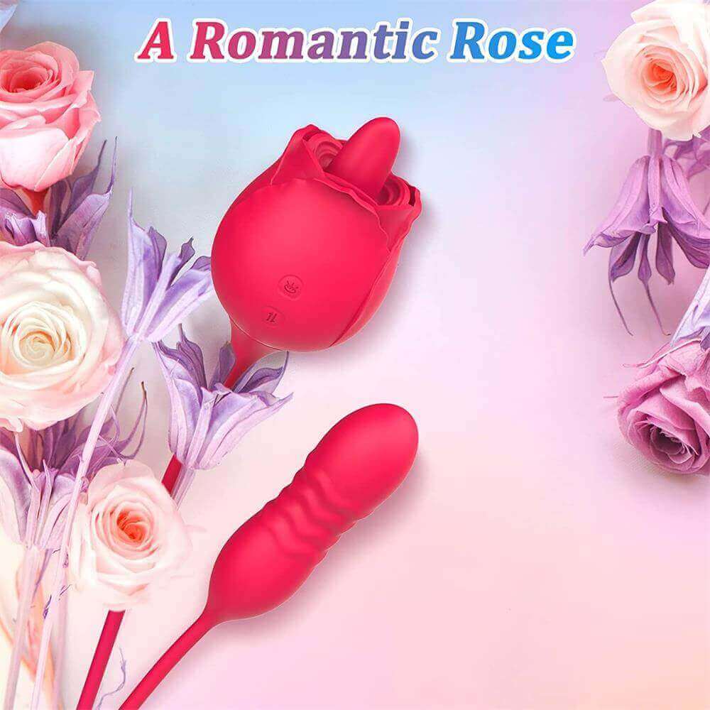 Rose Tongue Licking Thrusting G Spot Dildo Vibrator - Image 8