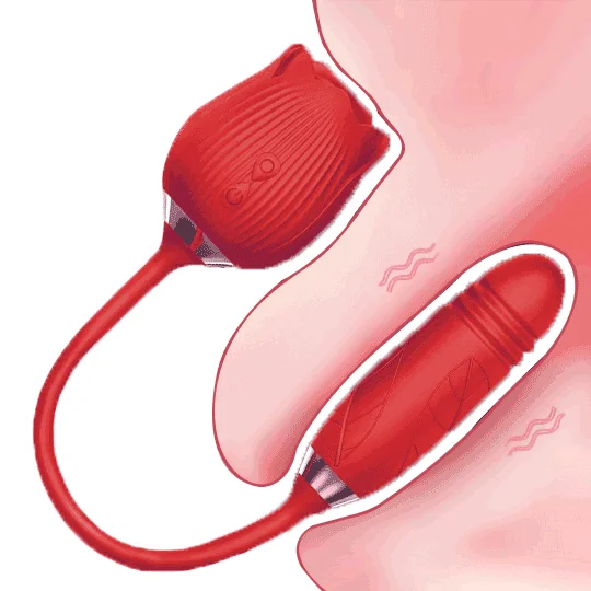 Rose Vibrator 2 in 1 Rose Toy With A Thrusting Dildo - Image 15