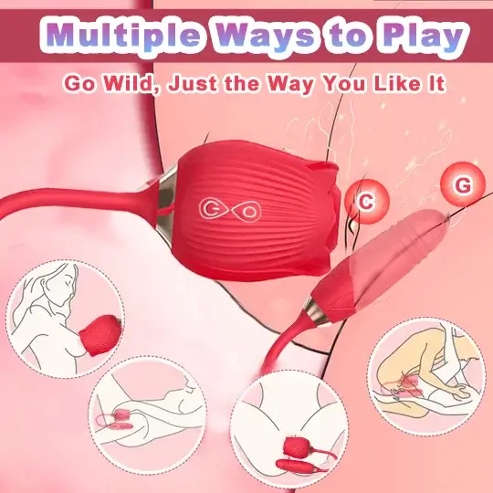 Rose Vibrator 2 in 1 Rose Toy With A Thrusting Dildo - Image 3
