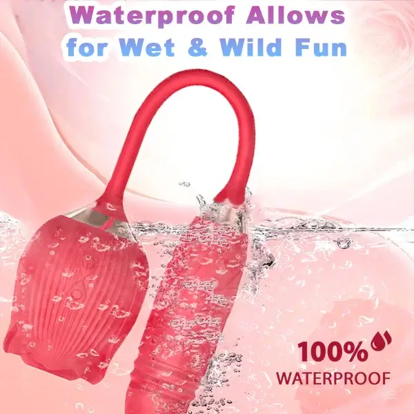 Rose Vibrator 2 in 1 Rose Toy With A Thrusting Dildo - Image 5