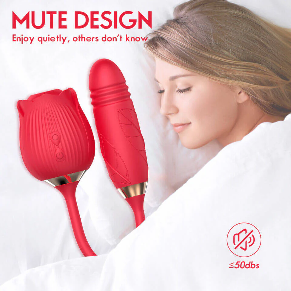 Rose Toy with Thrusting Stem - 2-in-1 G-Spot Telescopic - Image 9