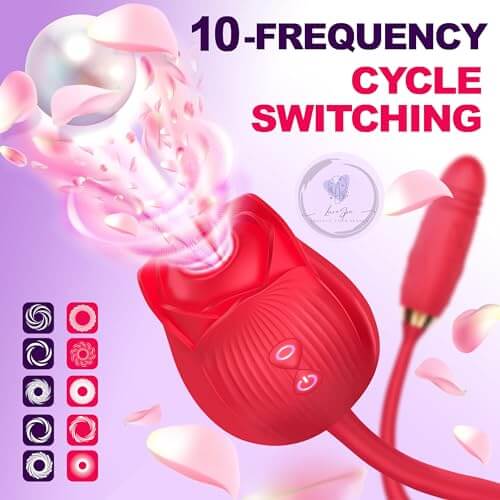 Rose Vibrator 2 in 1 Rose Toy With A Thrusting Dildo - Image 10