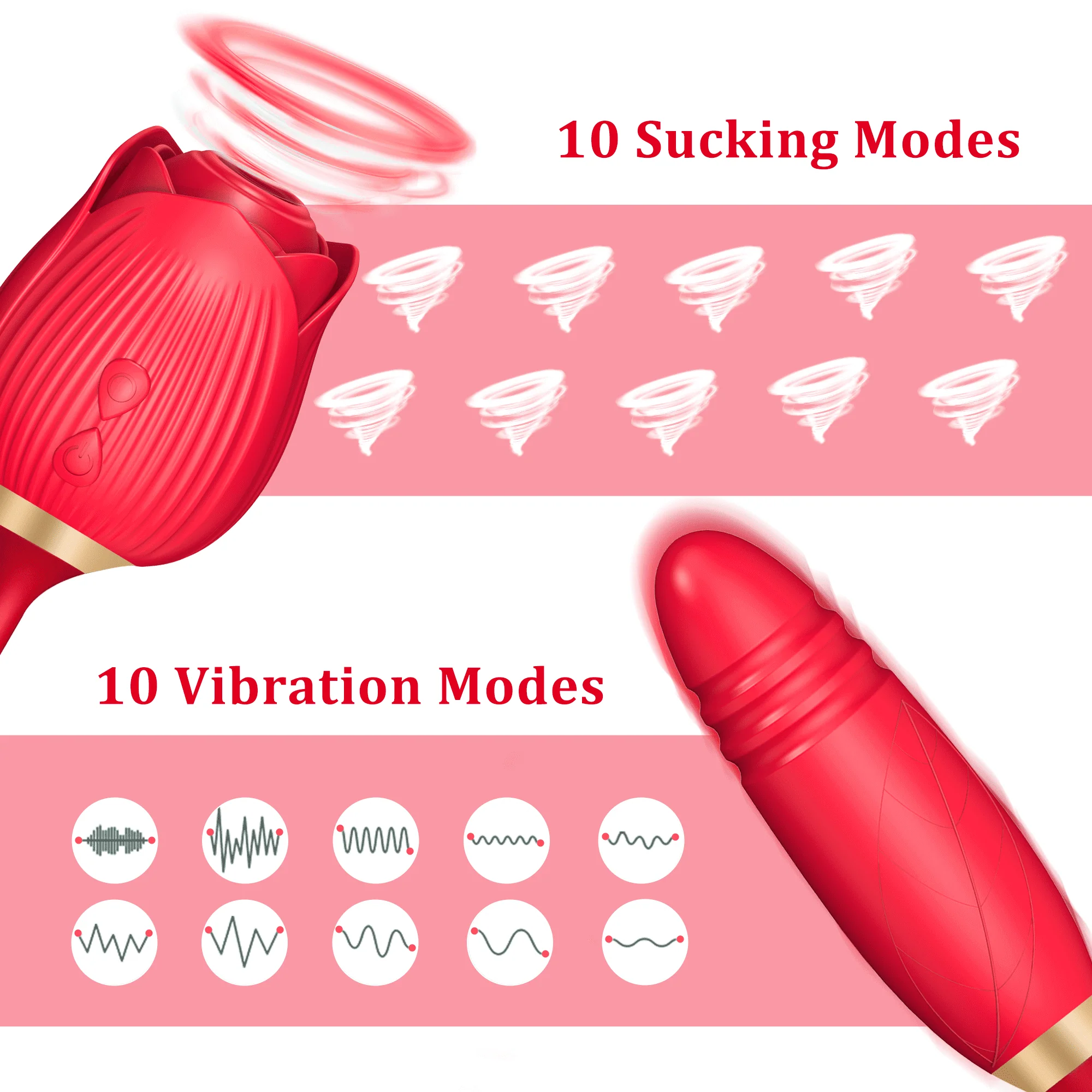 Rose Vibrator 2 in 1 Rose Toy With A Thrusting Dildo - Image 12