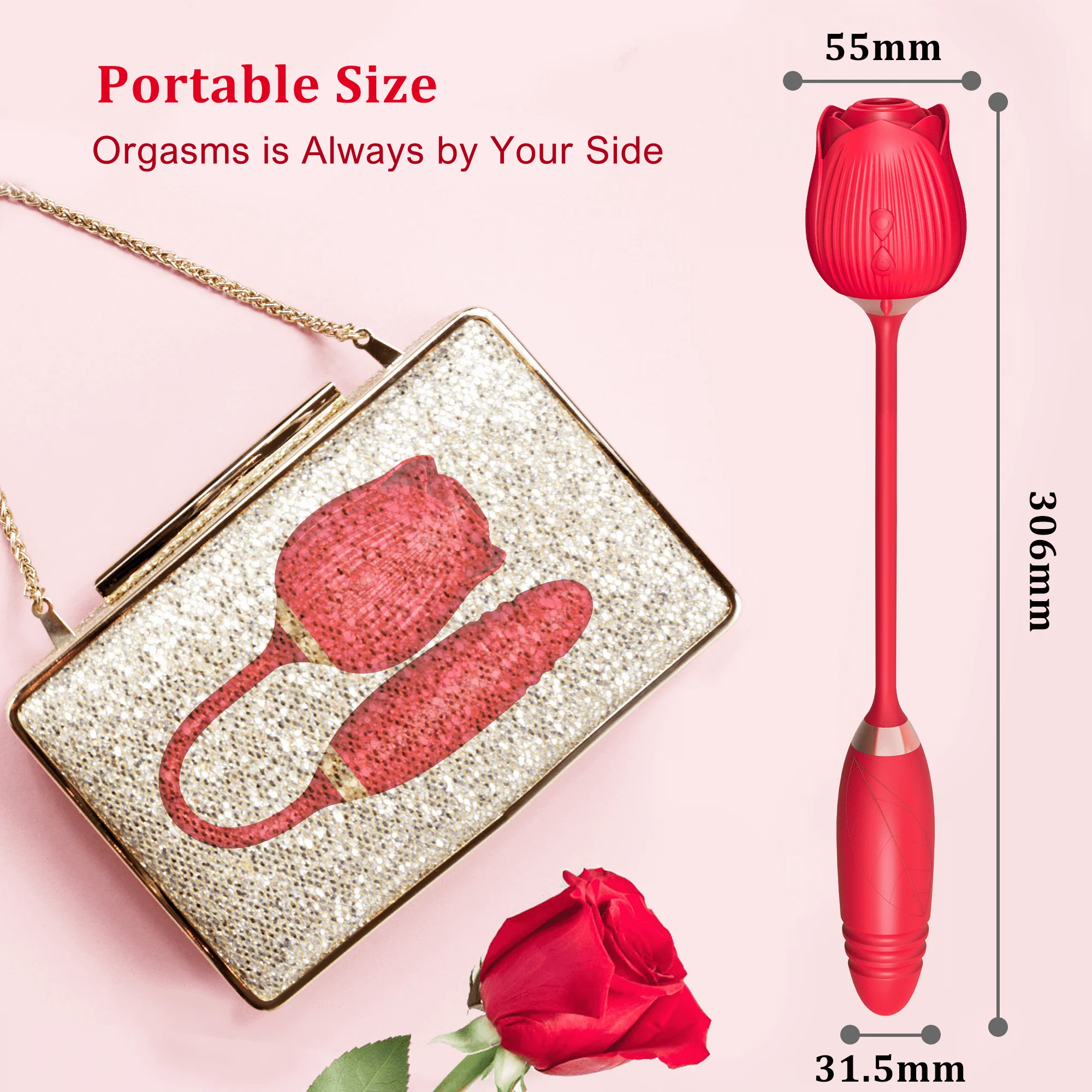 Rose Vibrator 2 in 1 Rose Toy With A Thrusting Dildo - Image 13
