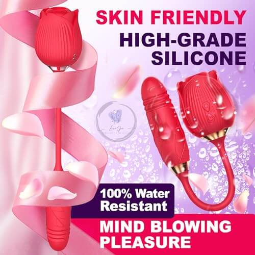 Rose Vibrator 2 in 1 Rose Toy With A Thrusting Dildo - Image 19