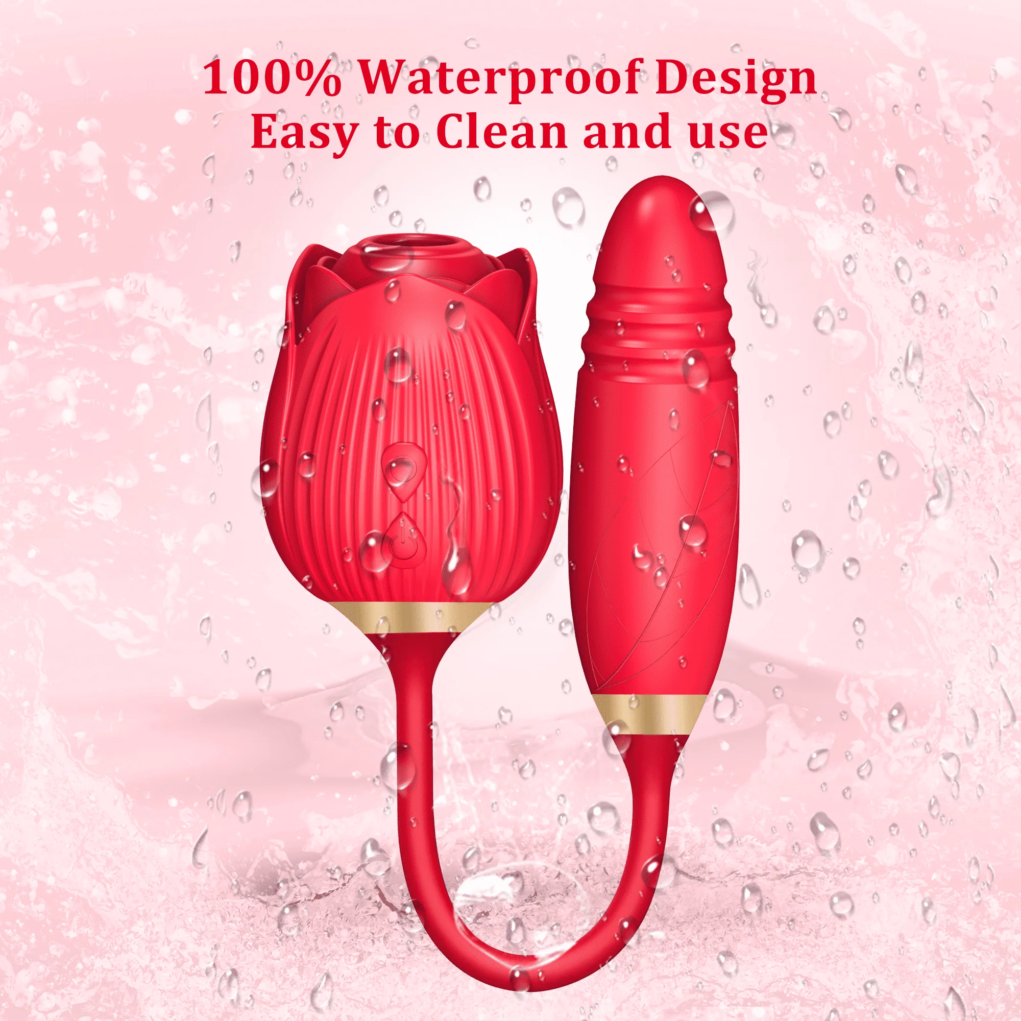 Rose Vibrator 2 in 1 Rose Toy With A Thrusting Dildo - Image 22