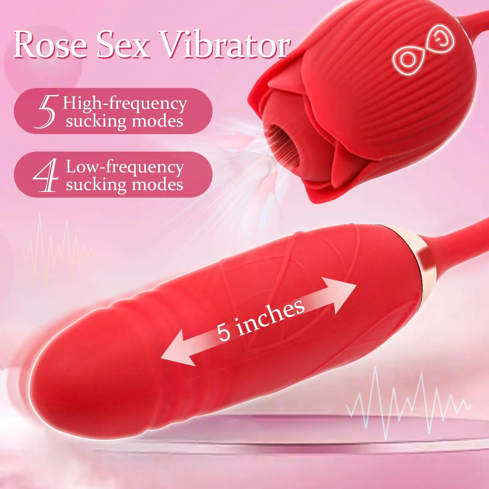 Rose Vibrator 2 in 1 Rose Toy With A Thrusting Dildo - Image 8