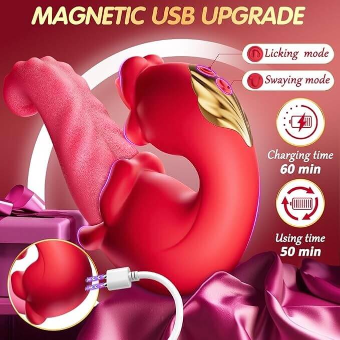 Rose Toy Sex Toys Tongue Vibrator for Women – 10 Licking Clitoral - Image 14