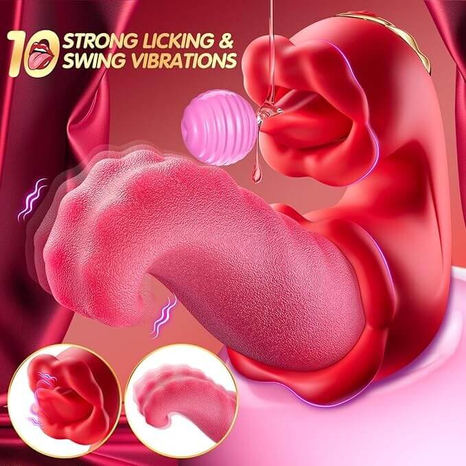 Rose Toy Sex Toys Tongue Vibrator for Women – 10 Licking Clitoral - Image 5