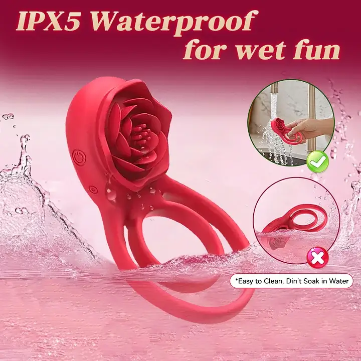 Vibrating Cock Ring with Rose Clitoral Stimulator - Image 15