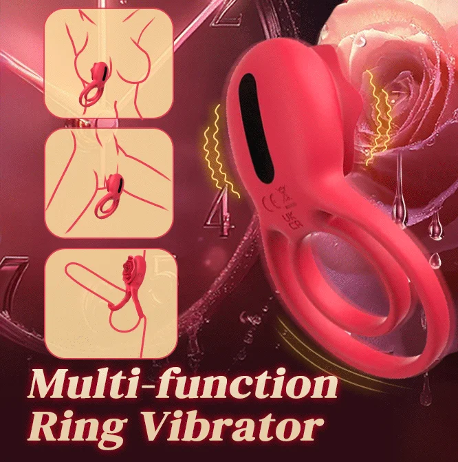 Vibrating Cock Ring with Rose Clitoral Stimulator - Image 3