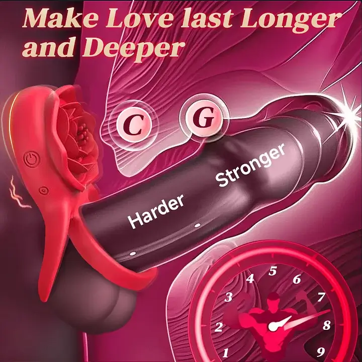 Vibrating Cock Ring with Rose Clitoral Stimulator - Image 5
