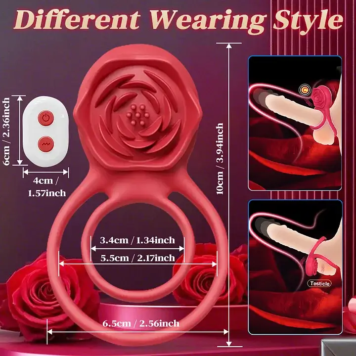 Vibrating Cock Ring with Rose Clitoral Stimulator - Image 8